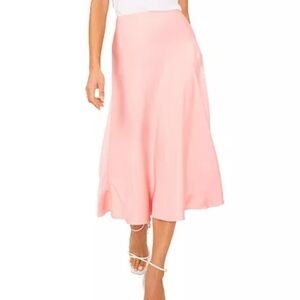1. State Bias Cut Pink Satin A-line Midi Skirt Size XXL